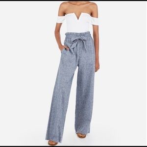 NWT Express High Rise Wide Leg Paper Bag Pants Size M